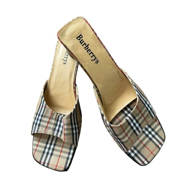Vintage Burberrys Plaid Nova Check Mule sandals 8 - Picture 1 of 7